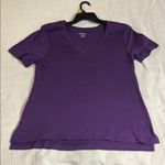 Eddie Bauer Purple V-Neck Women's Short Sleeve Top With High Low Hem Photo 0