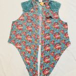 Bella Dahl NWT Bella D Medium Blue Rose Floral Crochet Crop Top Cottagecore Vintage Fairy Photo 5