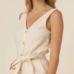 FRNCH  Paris Laurena Cotton Gauze Jumpsuit Button Tie Belt Wide Leg V Lagenlook Photo 2