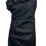 Holiday Party Dress Black One Shoulder Ruffle Cocktail Parties LBD Size 14 Photo 0