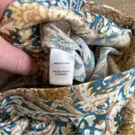 Anthropologie Drew Cream Gold Blue Wide Leg High Rise Trouser Satin Pants S Photo 5