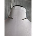 Sleek Modernist Minimalist Quiet Luxury Open collar Silver Tone Choker Necklace Photo 2