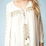 Topshop Kate Moss for  'Folk' Smocked Dress Size 8 Viscose Cotton Bohi Sequins‎ Photo 0