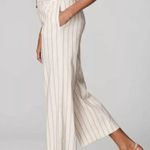 J.Jill  Linen Jenna Stretch Belted Cropped Pants Beige Pink Stripes Size Small Photo 1