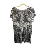 Live and let live Live and‎ Let Live Blouse Women's Size 1X Swirls Aztec Flutter Black White Photo 1