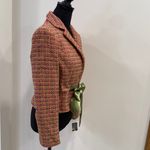 INC International Concepts NWT Cosmopolitan Tweed blazer with Satin Green Bow 6P Pink Photo 6