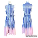 Derek Lam Derek 10 Lam Crosby Dress Size 6 Pink Blue Dip-Dye Ombré Midi Shirtdress Preppy Photo 10