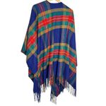 None Plaid‎ Women’s Multicolor Poncho One Size Fleece Photo 1