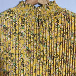 Nanette Lepore NWT High Neck Pleated Floral Midi Dress Women's 8 Yellow Cocktail Photo 12