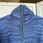 Aerie 5/$65 Womens Sweater Sz S Blue Funnel Neck Quarter Zip Green Stripe Photo 6