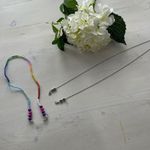Eyeglass Lanyard Necklace Chain Beaded Rainbow and silver Star Charm Silver Photo 0