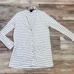 Agnes & Dora  Essentials Button Down Cardigan White/Grey w/Pockets SMALL NWT #202 Photo 0