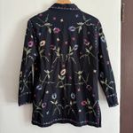 Life Style Black Linen cotton Blend Floral Embroidered Tunic Shirt Petite Large Photo 1