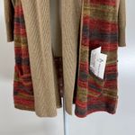 Max Mara  Long Cardigan Wool Camel Tan Stripes Long Sleeves Boho Photo 4