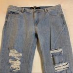 EXPRESS JEAN Cropped Girlfriend Fit Acid Wash Distressed Denim Jeans 8 Photo 1