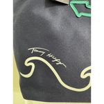 Tommy Hilfiger  Nautical Anchor Canvas Tote Bag Navy & Green with Brown Handles Photo 4
