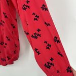 Gap  Womens Red Butterfly Print Popover Top Long Sleeve V Neck Boho Size L Photo 3