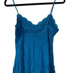 Weaver Girl Lace Trim Adjustable Strap Dark Aqua Blue Cami VTG Y2K Romantic Size L Photo 1