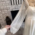 Lulus Affectionate Aura White Swiss Dot Tiered Bustier Midi Dress Medium Photo 9