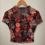 Y2K 90s Mesh sheer floral fairy whimsy mall cyber goth grunge indie sleeze top M Black Size M Photo 1