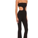 superdown Revolve black Darcy Cutout Strapless Jumpsuit pull on ribbed sz small Photo 1