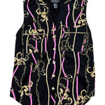 Frank Lyman Design Collect Womens Black Chain Print Sleeveless V Neck Top sz 6 Photo 0