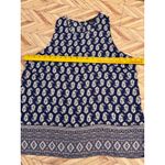 Willi Smith Womens Blue White Geometric Sleeveless Tank Top Large Shirt Career Photo 6