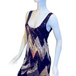 NWT BB Dakota Rhinna Sequin Chevron Tank Slip Dress Small Black Silver Bodycon Size M Photo 13