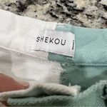 Shekou green and white colorblock jeans Photo 2