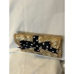 Vintage Depre Bahamas Straw Woven Clutch Black Polka Dot Bow Envelope Style Photo 7