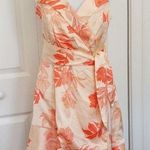 Guess Margo Floral-Print Wrap Tie Front Dress Kula Blooms Print Orange Satin (S) Photo 0