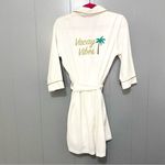 Pillow Talk White Gold Vacay Vibes Embroidered Tropical Waist Wrap Mini Robe M Size M Photo 1