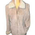Liz Claiborne new beige suede coat with zip up front and faux fur trim! Photo 6