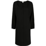 By Malene Birger Elvina Black Midi Dress Size 40 Long Sleeve V Photo 4