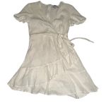Princess Polly  White Wrap Dress Ruffle Hem Short Sleeve‎ Casual Size US 10 Photo 3