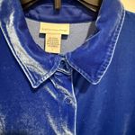 Soft Surroundings  Shirt 36031 royal blue velour button up L Photo 3