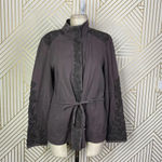 Anthropologie  Love Sam Travis‎ Military Jacket Beaded Charcoal Gray Size Medium Photo 2