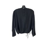 Oleg Cassini Vintage Beaded Silk Blouse Womens 14 Black Tie Waist Dolman Sleeve Photo 1