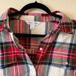 Old Navy NWT  The Boyfriend Shirt Red White Christmas 100% Cotton Women's Size L Photo 1