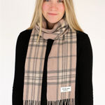 Edinburgh 100% Lamb’s Wool Scotland Pink/Gray Plaid Fringe Scarf See Pics Pink Photo 0