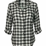 kim rogers  Black and White Plaid Button Down Shirt Photo 0