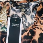 AFRM Jamie Print Open Back‎ Short Sleeve Dress, Brown/Black Animal, Small, NWT Black Photo 8