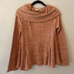 Anthropologie  Pink Waffle Knit Flowy Sweater Boho Cowlneck Women's size Small Photo 0