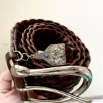 Michael Kors  Dark Brown Braided Leather Western Style Big Belt Size Medium Photo 2