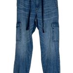 American Eagle NWT Denim Joggers Womens 2 Short Rocky Blue Cargo High Rise 90s Photo 1