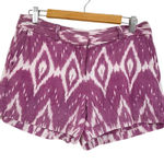 Loft Pink White Ikat Print Chino Womens Dressy Shorts 6 Ann Taylor Beachy Vaca Photo 0