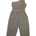 American Eagle  One Shoulder Linen Blend Jumpsuit in Olive - size XL Long Photo 1