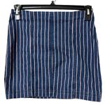 Altar'd State  small mini skirt blue red pinstripe zips up back stretchy denim Photo 0