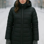 WHITESKY Women's Down Jacket XXS – Waterproof, 650+ Fill, Removable Hood Black Photo 0