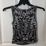 Tadashi Shoji Black and White Floral Blouse beaded size xs/2 Photo 2
